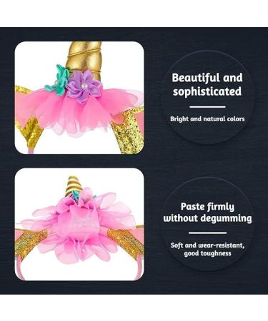 4 Pieces Unicorn Headband Girls Glitter Unicorn Horn Ears Flower Headband kids Head Bands Hair Accessory for Unicorn Theme Birthday Party Favor Supplies - Buy Online on GoSupps.com