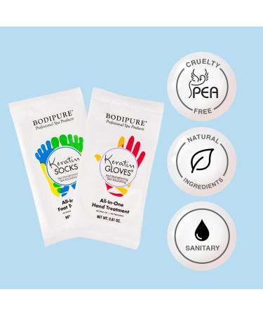 Bodipure Keratin Gloves and Socks Combo - 6 Pack Anti-Aging Moisturizing Set for Dry Hands and Cracked Heels - Natural Ingredients - 6 Pairs Each - Buy Online on GoSupps.com