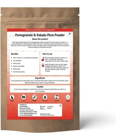  QURA QURA Ayurvedic Pomegranate & Plum Kakadu Powder | For Face Skincare Acne Spot Treatment | 100% Natural Ingredients | Moisturizes & Hydrates 100g - Himalayan Naturals - Buy Online on GoSupps.com