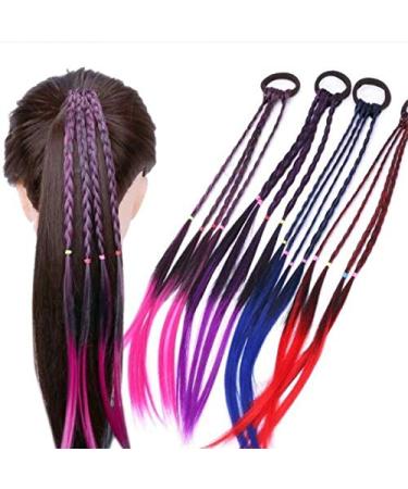 EROSPA 4 Colorful Hair Strands with Hair Tie/Hair Band - 40 cm - Hairpiece Extension (Pink)