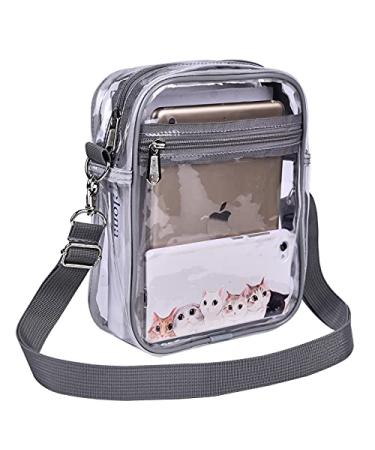 USPECLARE Clear Messenger Bag for Work & Business Travel for Men & Women, Stadium Approved Grey