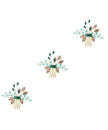 FRCOLOR Bridal Crystal Hair Comb Hair Accessories for Wedding Rhinestone Flower Hairpin Bridal Accessories Leaf Hair Comb Leaves Hair Accessories Vintage Hair Accessories Hair Combs Leaves Zircon Set