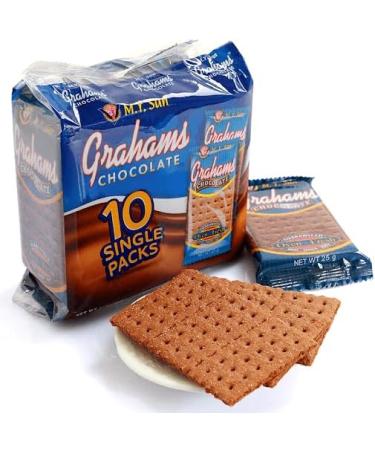 M.Y. San Grahams Chocolate Crackers Cookies Filipino Crispy Snack (10 Single Packs) 250g HALAL - Buy Online on GoSupps.com