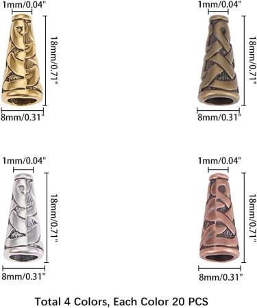 PandaHall 80pcs 18x18mm Earring Cones for Jewelry Making - Tibetan Metal Spacer Beads Caps for DIY Crafts - 4 Colors - Buy Online on GoSupps.com