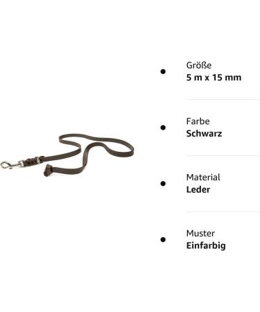 Copcopet Premium Black Dog Leash - 5m x 15mm Soft Cowhide Drag Line with Chroma Carabiner - No Hand Loop - Made in Germany Dog Accessories - Buy Online on GoSupps.com