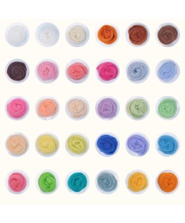 WHTCHSU 30 Colors Fibre Wool Yarn Roving for Needle Felting Hand Spinning Craft Materials Mixed color - 30Pcs