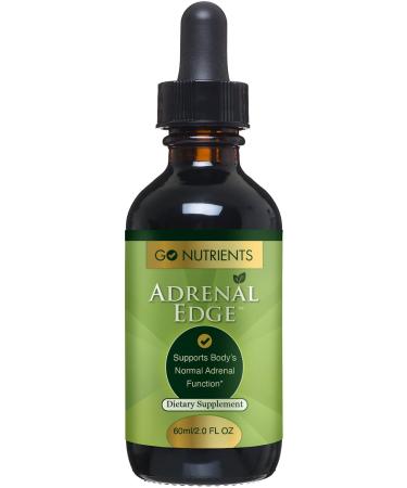 Go Nutrients Adrenal Edge - Energy & Fatigue Supplement Cortisol Manager Liquid Drops Non-GMO, Gluten Free, 9 Powerhouse Herbs Keep Body's Adrenal Function Supplement for Men & Women - 60 ml (2.0 oz)