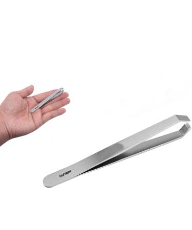 Wide Grip Slant Tweezers - German Stainless Steel - Hand-Filed Slanted Tips for Ultra-Precision - Tweezers for Eyebrows and Nose/Ear/Facial Hair - Professional Grade