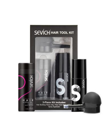 SEVICH Hair Fibers 3-in-1 Kit - 25g Rebuilding Fibers Applicator Pump & Styling Spray | Conceal Full Hair in 5 Seconds | Black 4 Colors Available - International Shipping - Buy Online on GoSupps.com