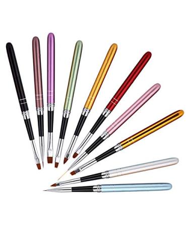 RIYAN Nail Art Brushes Point Painting Pen Set Nail Art Tips Suitable for Home and Salon Use Tools 10 Pieces