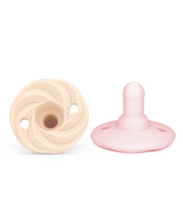 DODDLE & CO. Holland Pop Pacifier  Natural Shape  100% Silicone (0-3 Months  Blush/Shore) 2 Count (Pack of 1) Blush/Shore