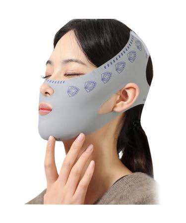 Bowtong Reusable V-face bandage shaper for women for losing weight lift-up belts reduces double sleep face chin mask care thinner bandage gray size