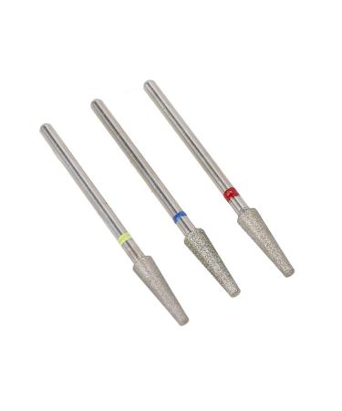 Professional Nail Drill Bits with Different Roughness Stainless Steel Material 3pcs Nail Grinder Set with Storage Box for Cleaning Shaping Smoothing Suitable for Most Nail