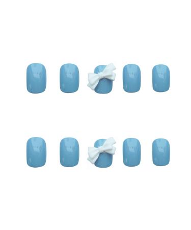 Chtom Baby Blue Butterfly Fake Nail Wear Dai Nail Patch 24-piece Sticker (Color : Blue)
