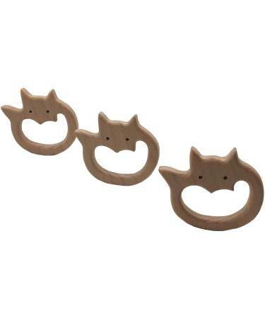 Wendysun 5pcs Cartoon Wood Teether Set - Natural Animal Bat Shape Baby Teething Beech Teether DIY Toy - Buy Online on GoSupps.com