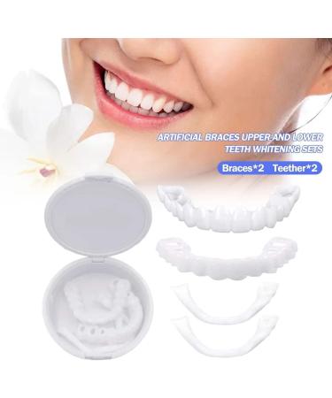 JMBK Instant Snap-On Cosmetic Teeth Veneers - 4 Couples Perfect Smile Temporary Brackets for Imperfect Teeth (Upper & Lower) - Includes Box | International Shipping - Buy Online on GoSupps.com