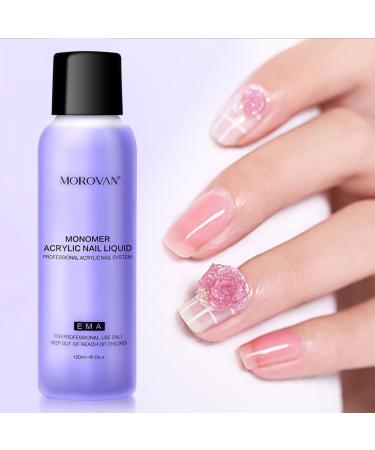 Morovan 4 oz. Monomer Acrylic Nail Liquid - Non-Yellow Nail Extension & Nail Art Fluid - Buy Online on GoSupps.com