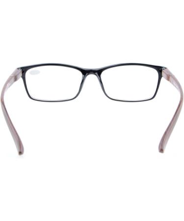 Eyekepper Spring Hinges Reading Glasses - Wood Look Arms Crystal Clear Vision +1.75 Magnification - Stylish Black/Brown Frames for Men & Women - Buy Online on GoSupps.com