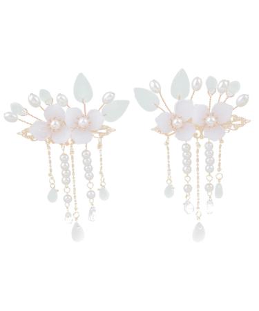 FRCOLOR 4 Pairs Antique Pair Clip Decorative Hair Clips Chinese Tassel Hair Clip Chinese Hair Accessories Hair Clip for Lady Hair Pin for Women Tassel Barrette Hair Clip with Tassel Glass