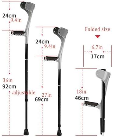 Forearm Crutches Adjustable Forearm Crutches Grip with Comfortable Grip - Sturdy High Density Aluminum Durable for Standard and Tall Adults - Buy Online on GoSupps.com