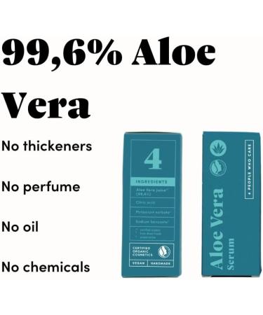 4peoplewhocare Organic Aloe Vera Gel 50 ml - 99.6% Aloe Vera Content - Pure High Dosage Vegan - No Thickening Agents - Soothing Facial Toner After Sun Serum for Face and Body - Buy Online on GoSupps.com