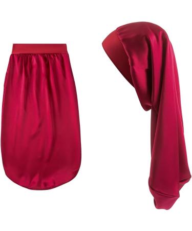 Desmend 19 Momme Silk Sleep Cap for Long Hair - XL-XXL Red | Protect Your Hair While You Sleep - Buy Online on GoSupps.com