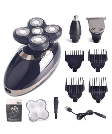 Head Shavers for Bald Men 3 in 1 Electric Shaver Men 4D Five Blade Heads Razor Clipper Nose Hair Trimmer Rechargeable Men Ear Trimmer Face Care Shaving P93099-a
