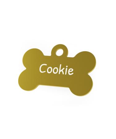 ENGRAVO dog tag bone in gold 32mm with your personal engraving and 2 free key rings small 32mm gold