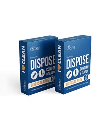 Sirona Tampon Disposal Bags - 100 Bags | Discreet Disposal of Feminine Hygiene Products | Biodegradable | Easy to Carry | Leak-Proof and Tamper Proof 50 Count (Pack of 2)
