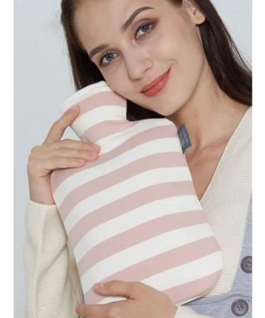 Tianyia Classic Stripe Hot Water Bottle - 2.0L Large Heat Pocket Soft Cotton Cover Pink Gift for Hands Feet & Bed Warmers - International Shipping Available - Buy Online on GoSupps.com