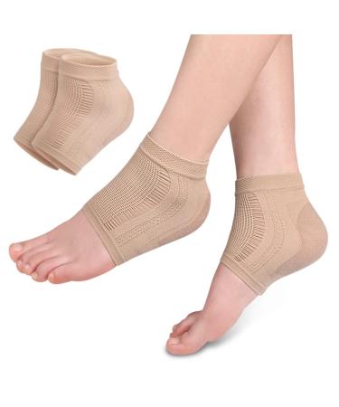 1 Pairs of Moisturizing Soft Gel Heel Socks Breathable Open Toe Socks for Dry Cracked Skin Hydrating Day and Night Care Skin Nude