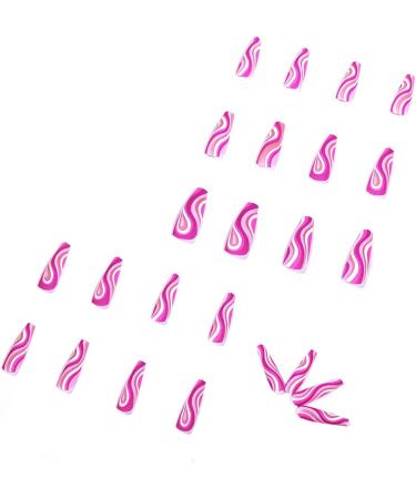 Coffin Shiny False Nails Long Ballet Flats Press Full Cover Acrylic False Nails Glue on Nails 24 Pieces for Women and Girls - Buy Online on GoSupps.com