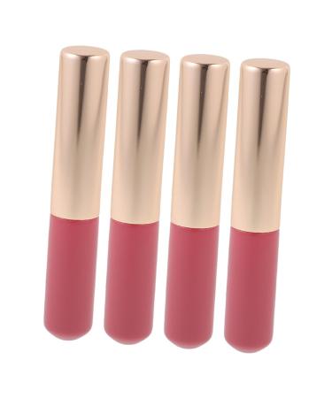 FOMIYES 4pcs Lip Brush Lip Smudge Brush Lip Applicators Brush Lip Gloss Brushes Eye Shadow Brush Highlight Brush Lip Gloss Applicators Lip Gloss Wands Miss Round Head Pink Metal Lip Makeup