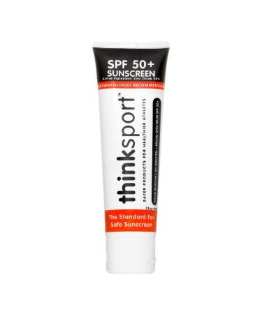 Thinksport SPF 50+ Mineral Sunscreen – Safe, Natural Sunblock for Sports & Active Use - Water Resistant Sun Cream –UVA/UVB Sun Protection – Vegan, Reef Friendly Sun Lotion, 3oz 3 Fl Oz (Pack of 1)