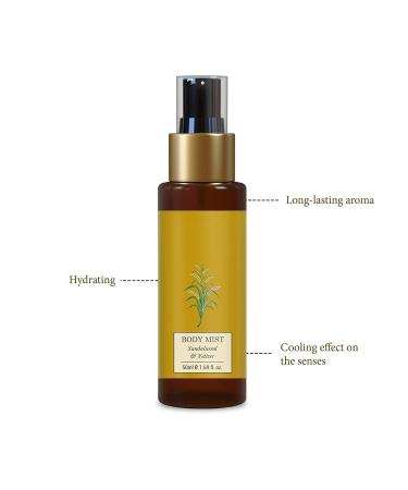 Forest Essentials Body Mist Sandalwood & Vetiver|Hydrates & Scents the Skin|Body Spray For Men And Women|50ml - Buy Online on GoSupps.com