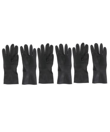 GLEAVI 3 Pairs Black Gloves Black Rubber Gloves Reusable Hair Dye Glove Shampoo Particles Man Non-slip