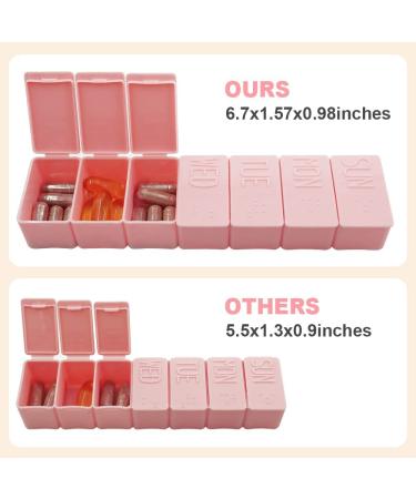 2Pack Extra Large Weekly Pill Organizer - 7 Day Travel Pill Case for Vitamins - Pink + White - Buy Online on GoSupps.com