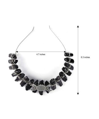 Bubbmi Halloween Black Quartz Moon Goddess Tiara Crown Headband for Women and Girls - Perfect for Wiccan Goddess Cosplay and Photography - Buy Online on GoSupps.com