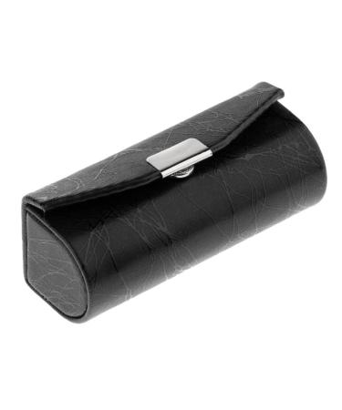 Milageto PU Leather Lipstick Case Holder with Mirror & Magnetic Closure - Stylish Black Cosmetic Organizer for Travel - Buy Online on GoSupps.com
