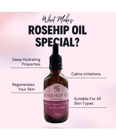 Truly Moroccan 50ml Organic Cold Pressed Rosehip Seed Oil For Face Skin Hair And Body - Pure Rose Hip Extract With Vitamin E - Helps With Facial Scars Wrinkles And Stretch Marks - Buy Online on GoSupps.com