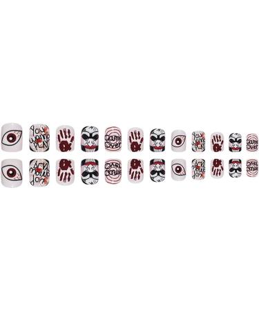 Clataly Halloween False Nail Interesting Arrow Pierces the Heart Fake Nails Spider Ghost Face Nail Press On False Nails (C) - Buy Online on GoSupps.com