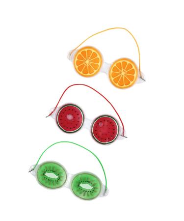 SECFOU Lot de 3 Patchs Oculaires en Gel Pvc R utilisables Compresses Froides Yeux Masque Rafra chissant Poches Motifs Fruits pour D tente Visage et Soin des Yeux