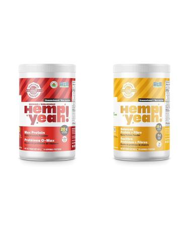 Manitoba Harvest Hemp Organic Max Protein Powder Unsweetened & Hemp Yeah Balanced Protein + Fibre Powder Unsweetened 454g with 15g protein 8g Fibre&2g Omegas 3&6 per Serving
