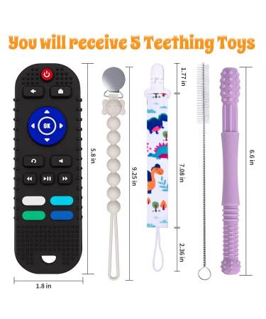 Silicone Remote Teether for Babies 6-12 Months - Chewable TV Remote Teething Toy in Black - Buy Online on GoSupps.com