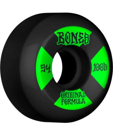 Bones 100's #4 V5 Sidecut Skateboard Wheels Black/Green 54mm