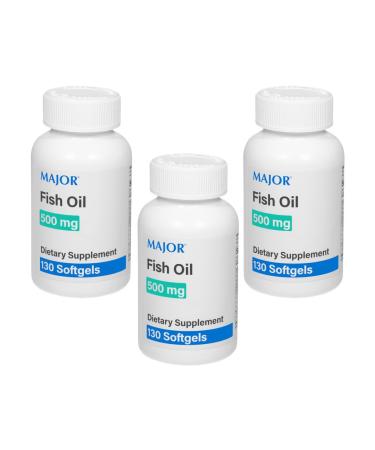 MAJOR Fish Oil 500mg Softgels - Omega-3 Fish Oil Supplement - Dietary Supplement - 130 Count (3 Pack) 130 Count (Pack of 3)