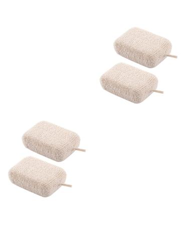 4pcs Ball Men Honeycomb Bath Scrubber Exfoliating Body Wash Sponge: Towels Mesh Scrubbers Washing Pouf Sponges Bathroom for Spa Beige Loofahs Shower Loofah Brush Baby