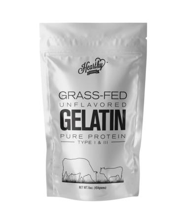 Hearthy Foods Beef Gelatin Powder Unflavored Gelatin Powder for Women and Men | Keto and Paleo Friendly Strengthens Immunity, Supports Bone Health, Helps Weight Loss | Pure Protein Type 1 & 3, Grass-Fed Hydrolyzed Halal Ce