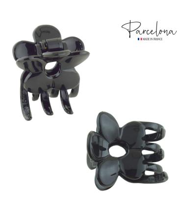 Parcelona French Belle Fleur Small 1 1/2 Celluloid Hair Claw - No Slip Grip, Strong Hold, Made in France (Solid Black) - Buy Online on GoSupps.com