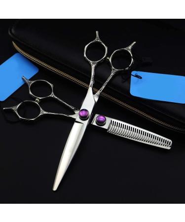 Purple gem 6.0" Japan Hair Scissors Teflon Shears Cheap Hairdressing Scissors Barber Thinning Scissors Hairdresser Haircut 6InchSet